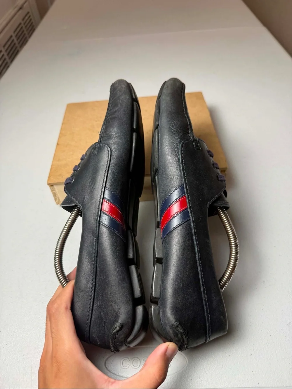 black leather Prada driving loafers Sz 8 / US 9
